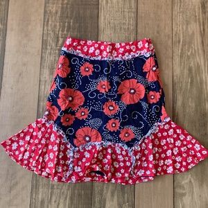 Anthropologie Odille Red, White, Blue Poppy Skirt